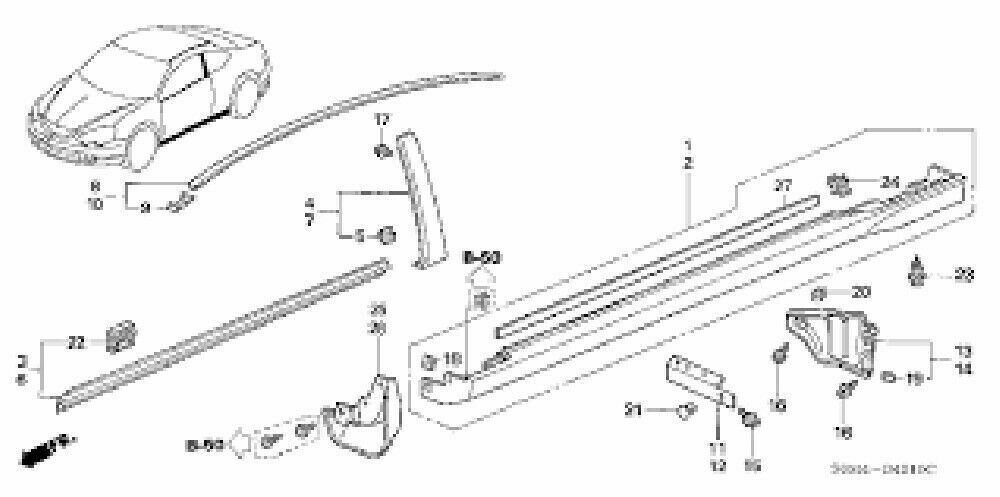 HONDA Genuine ACURA 02-06 RSX Door Garnish Trim Pillar Sash LH & RH Set OEM NEW