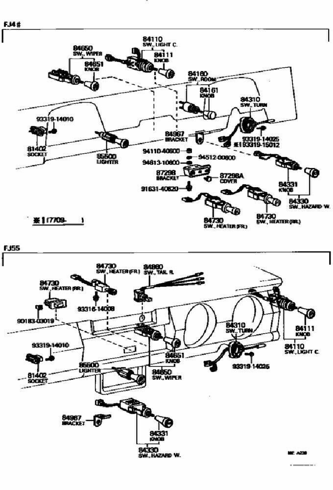 Toyota Genuine 84650-60050 Wiper Switch Land Cruiser FJ40 FJ42 FJ43 FJ45 FJ55