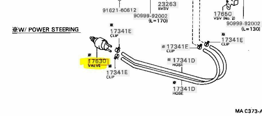 TOYOTA LEXUS GENUINE 17630-16040 POWER STEERING PRESSURE AIR CONTROL VALVE OEM