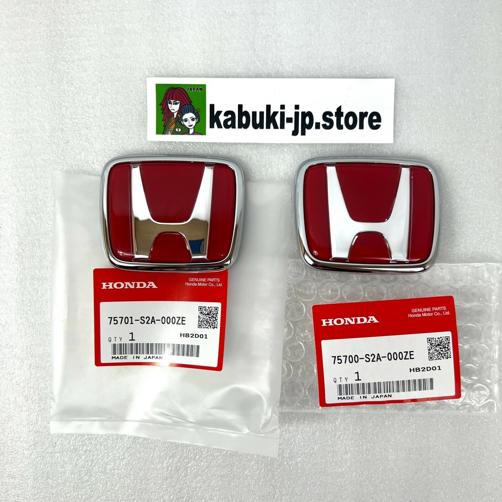 Honda Genuine 75700-S2A-000ZE 75701-S2A-000ZE S2000 Red Emblem Badge Set  AP1 AP2