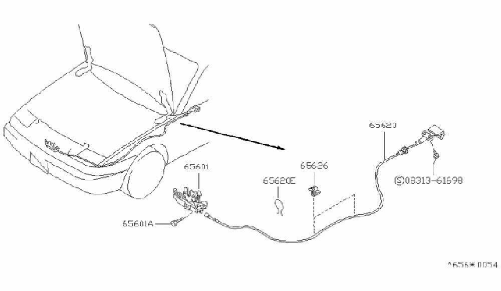 NISSAN Genuine 65620-35F45 Hood Bonnet Release Cable Wire S13 180SX 200SX OEM