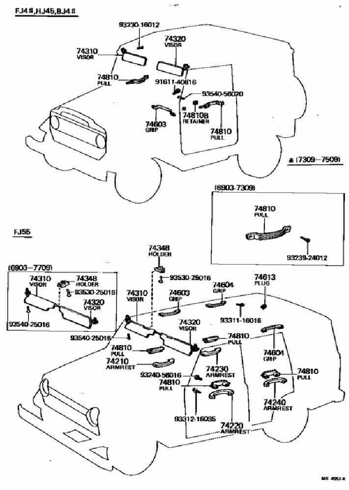 Toyota Genuine Sun Shade Visors Set 69-78 Land Cruiser BJ40 FJ40 FJ45 FJ55 OEM