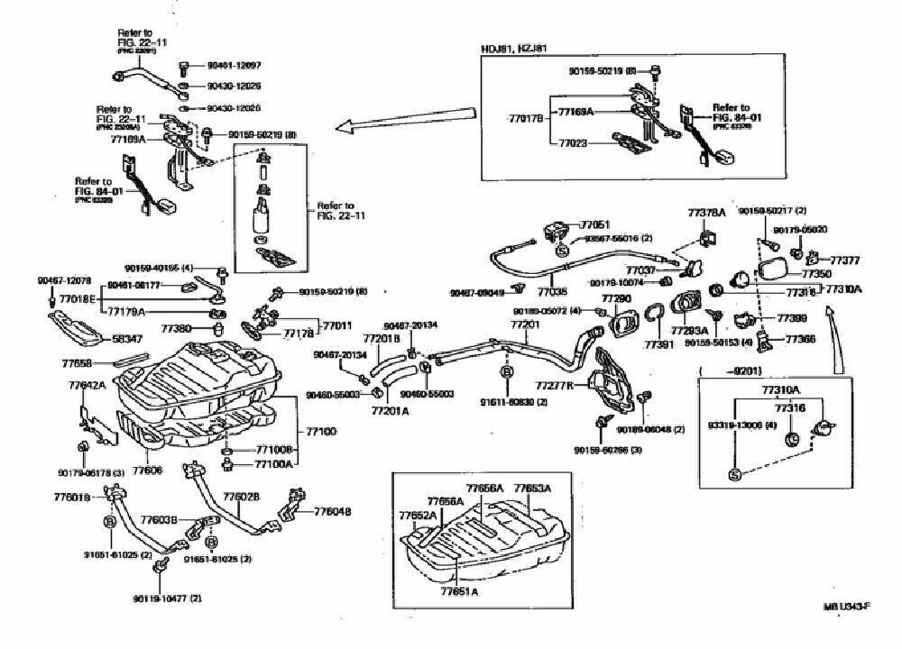 Toyota Genuine 77201-60331 Pipe sub-assy Fuel Tank inlet LAND CRUISER FJ80 Japan