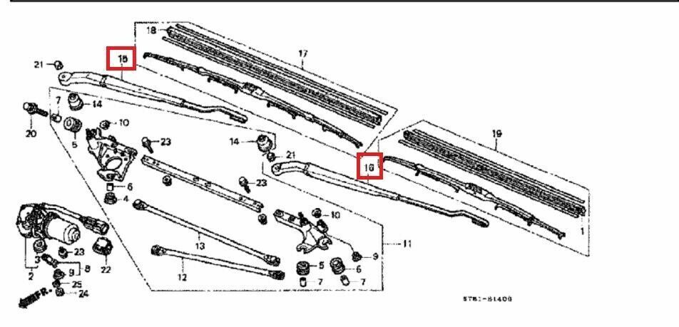 Sir Example Windshield HONDA GENUINE INTEGRA Wiper Arm Set DC2 TYPE-R SiR Front Windshield Fo ...